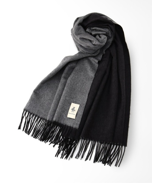 PIACENZA】ワイド シルクカシミア Wフェイスソリッドマフラー 75*170