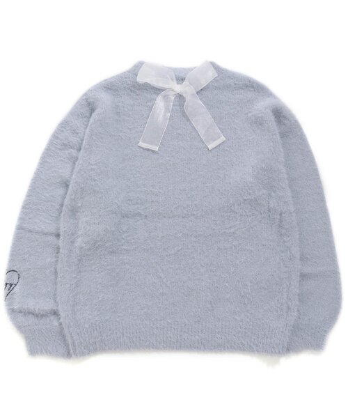 algy（アルジー）の「バックりぼんシャギーニット（ニット/セーター・キッズ・ブラック/サックスブルー/オフホワイト・SMALL/XX-SMALL/X-SMALL/MEDIUM）」の5枚目の写真