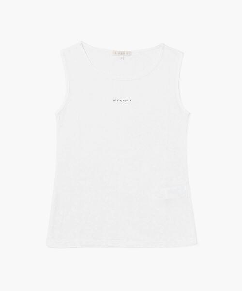 To b. by agnes b.(トゥービーバイアニエスベー)の「ミニロゴ プリント コットン タンクトップ(Tシャツ/カットソー・レディース・ホワイト・UNI)」の6枚目の写真