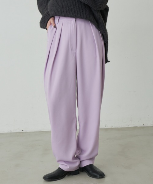 Aunt Marie's(アントマリーズ)の「ツイルタックパンツ(スラックス・レディース・ライトパープル/オレンジ/ネイビー/ブラック/アイボリー/ピンク/ピンク系その他/ブルー/イエロー・S/FREE/XS)」の5枚目の写真