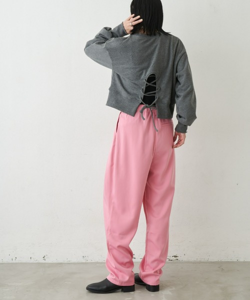 Aunt Marie's(アントマリーズ)の「ツイルタックパンツ(スラックス・レディース・ライトパープル/オレンジ/ネイビー/ブラック/アイボリー/ピンク/ピンク系その他/ブルー/イエロー・S/FREE/XS)」の14枚目の写真