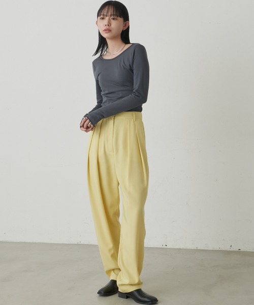 Aunt Marie's(アントマリーズ)の「ツイルタックパンツ(スラックス・レディース・ライトパープル/オレンジ/ネイビー/ブラック/アイボリー/ピンク/ピンク系その他/ブルー/イエロー・S/FREE/XS)」の22枚目の写真