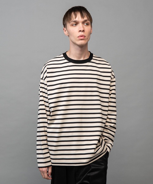 MR.OLIVE（ミスターオリーブ）の「ギザコットン ボーダー / ビッグシルエット ロンT（Tシャツ/カットソー・メンズ・レッド系その他/ブラック系その他/グリーン系その他/ブルー系その他・MEDIUM/LARGE/SMALL）」の2枚目の写真