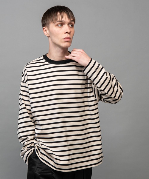 MR.OLIVE（ミスターオリーブ）の「ギザコットン ボーダー / ビッグシルエット ロンT（Tシャツ/カットソー・メンズ・レッド系その他/ブラック系その他/グリーン系その他/ブルー系その他・MEDIUM/LARGE/SMALL）」の17枚目の写真