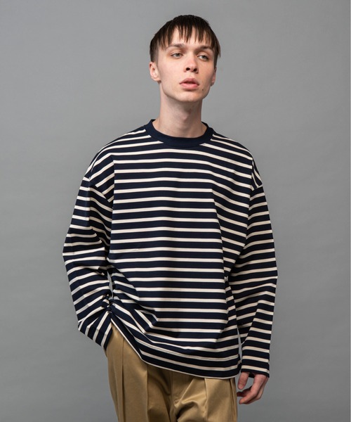 MR.OLIVE（ミスターオリーブ）の「ギザコットン ボーダー / ビッグシルエット ロンT（Tシャツ/カットソー・メンズ・レッド系その他/ブラック系その他/グリーン系その他/ブルー系その他・MEDIUM/LARGE/SMALL）」の10枚目の写真