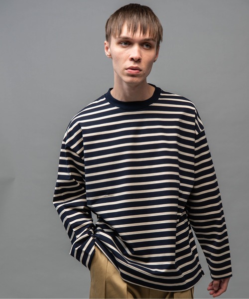 MR.OLIVE（ミスターオリーブ）の「ギザコットン ボーダー / ビッグシルエット ロンT（Tシャツ/カットソー・メンズ・レッド系その他/ブラック系その他/グリーン系その他/ブルー系その他・MEDIUM/LARGE/SMALL）」の11枚目の写真