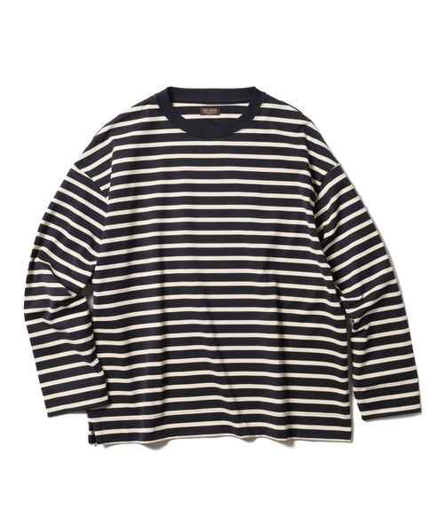 MR.OLIVE（ミスターオリーブ）の「ギザコットン ボーダー / ビッグシルエット ロンT（Tシャツ/カットソー・メンズ・レッド系その他/ブラック系その他/グリーン系その他/ブルー系その他・MEDIUM/LARGE/SMALL）」の6枚目の写真
