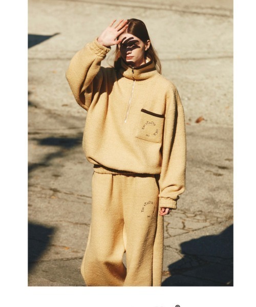 ESC STUDIO（イーエスシースタジオ）の「【ESC STUDIO/イーエスシー スタジオ】wool knit zip-up mtm/ウール ニット ジップアップ エムティーエム ハーフジップ スウェット（スウェット・メンズ・ブラック/ベージュ・ONE SIZE）」の9枚目の写真