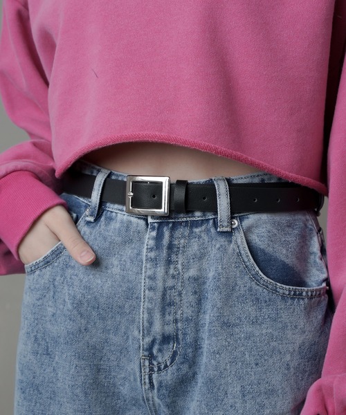 SPINNS(スピンズ)の「合皮スクエアーバックルベルト(ベルト・レディース・ブラック・ONESIZE)」の9枚目の写真