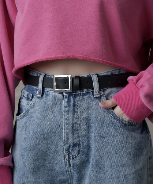 SPINNS(スピンズ)の「合皮スクエアーバックルベルト(ベルト・レディース・ブラック・ONESIZE)」の8枚目の写真