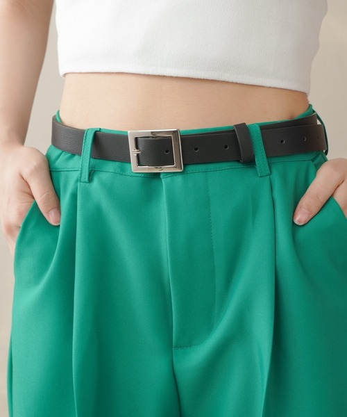 SPINNS(スピンズ)の「合皮スクエアーバックルベルト(ベルト・レディース・ブラック・ONESIZE)」の7枚目の写真