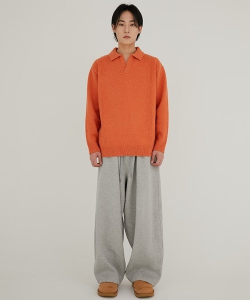 crump（クランプ）の「【crump 】ケーブルピンタック ウールカラーニット / CABLE PIN TUCK WOOL COLLAR KNIT（ニット/セーター・メンズ・ブラウン/オレンジ・MEDIUM/LARGE）」の4枚目の写真