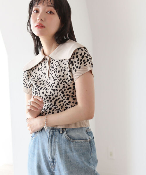 BeAMS DOT（ビームスドット）の「【WEB限定】BeAMS DOT / アソート柄 ビッグ襟ニットポロ（ニット/セーター・レディース・オフホワイト/その他/ケリー・FREE）」の6枚目の写真