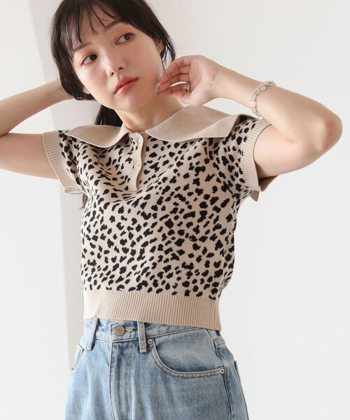 BeAMS DOT（ビームスドット）の「【WEB限定】BeAMS DOT / アソート柄 ビッグ襟ニットポロ（ニット/セーター・レディース・オフホワイト/その他/ケリー・FREE）」の7枚目の写真
