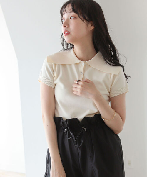 BeAMS DOT（ビームスドット）の「【WEB限定】BeAMS DOT / アソート柄 ビッグ襟ニットポロ（ニット/セーター・レディース・オフホワイト/その他/ケリー・FREE）」の11枚目の写真