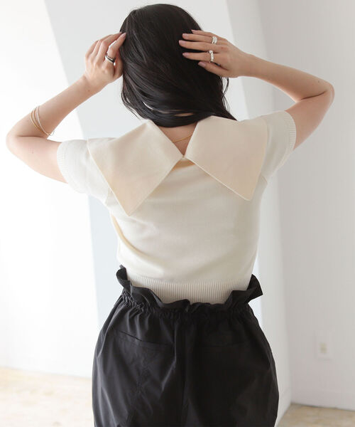 BeAMS DOT（ビームスドット）の「【WEB限定】BeAMS DOT / アソート柄 ビッグ襟ニットポロ（ニット/セーター・レディース・オフホワイト/その他/ケリー・FREE）」の12枚目の写真
