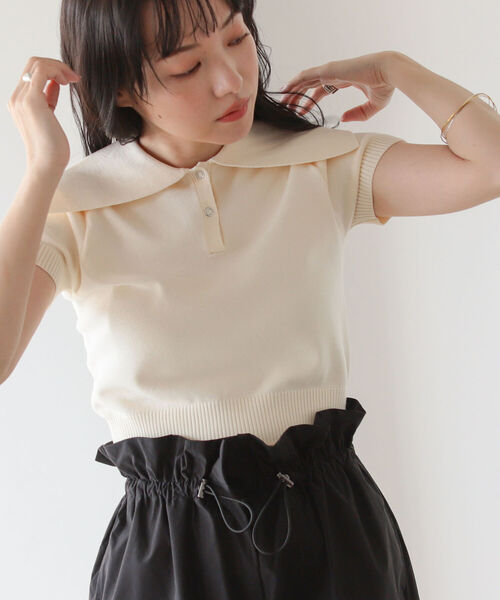BeAMS DOT（ビームスドット）の「【WEB限定】BeAMS DOT / アソート柄 ビッグ襟ニットポロ（ニット/セーター・レディース・オフホワイト/その他/ケリー・FREE）」の13枚目の写真