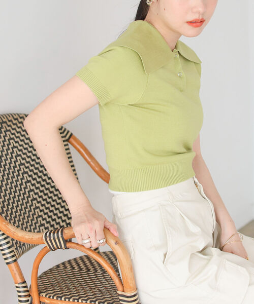 BeAMS DOT（ビームスドット）の「【WEB限定】BeAMS DOT / アソート柄 ビッグ襟ニットポロ（ニット/セーター・レディース・オフホワイト/その他/ケリー・FREE）」の19枚目の写真