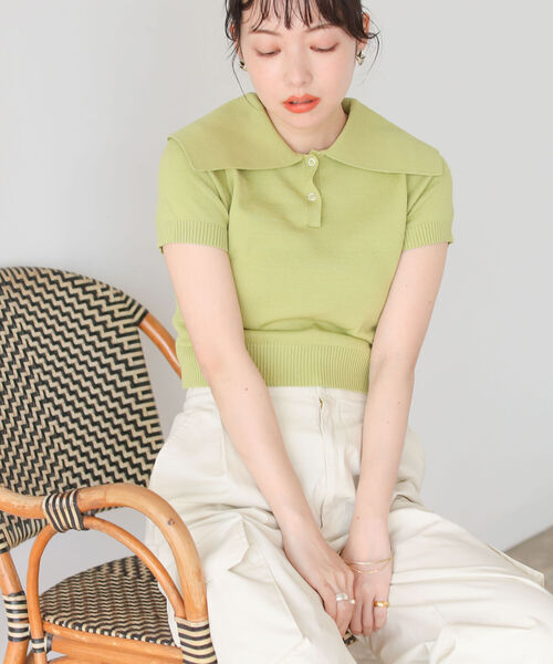 BeAMS DOT（ビームスドット）の「【WEB限定】BeAMS DOT / アソート柄 ビッグ襟ニットポロ（ニット/セーター・レディース・オフホワイト/その他/ケリー・FREE）」の21枚目の写真