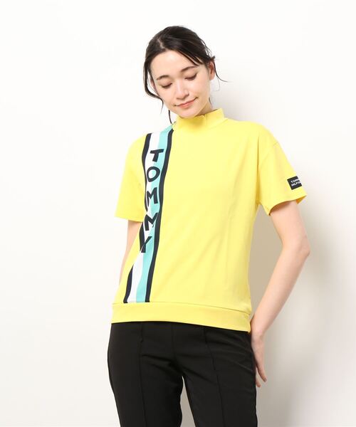 TOMMY HILFIGER GOLF（トミー ヒルフィガー ゴルフ）の「[トミーヒルフィガーゴルフ] レディース THストライプ モックネックシャツ　 （その他トップス・レディース・ホワイト/イエロー/ネイビー・M/S/L/LL）」の3枚目の写真