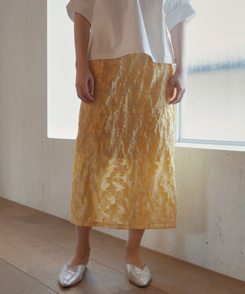 AULI（アウリィ）の「【低身長向けサイズ】シアータイトロングスカート（スカート・レディース・ブラック/イエロー/アイボリー・S/XS）」の5枚目の写真