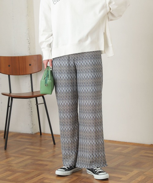 SENSE OF PLACE by URBAN RESEARCH（センスオブプレイスバイアーバンリサーチ）の「カットジャガードイージーパンツ（その他パンツ・レディース・ブラウン系その他/ブルー系その他・ONE）」の3枚目の写真