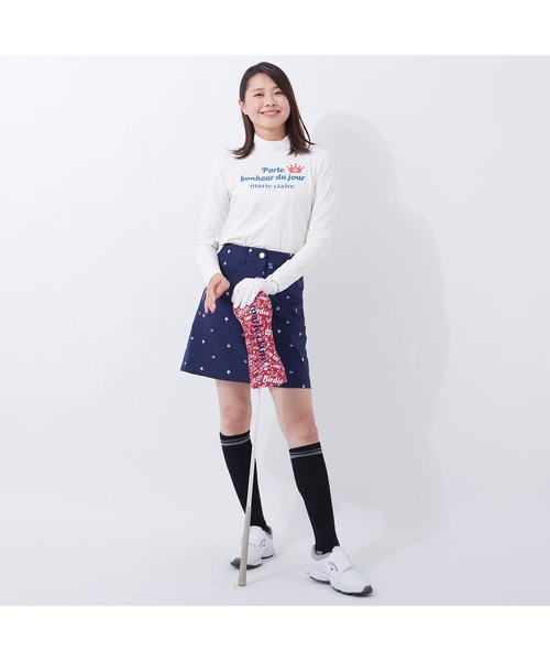marie claire（マリ・クレール）の「marie claire/マリクレール 飛び柄刺繍 ツイル ミドル丈スカート/撥水加工 吸汗速乾/ゴルフウェア/レディース（スカート・レディース・オフホワイト/ブラック/ネイビー・3L/S/L/M/LL）」の15枚目の写真