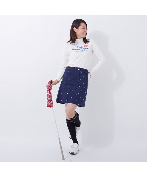 marie claire（マリ・クレール）の「marie claire/マリクレール 飛び柄刺繍 ツイル ミドル丈スカート/撥水加工 吸汗速乾/ゴルフウェア/レディース（スカート・レディース・オフホワイト/ブラック/ネイビー・3L/S/L/M/LL）」の17枚目の写真