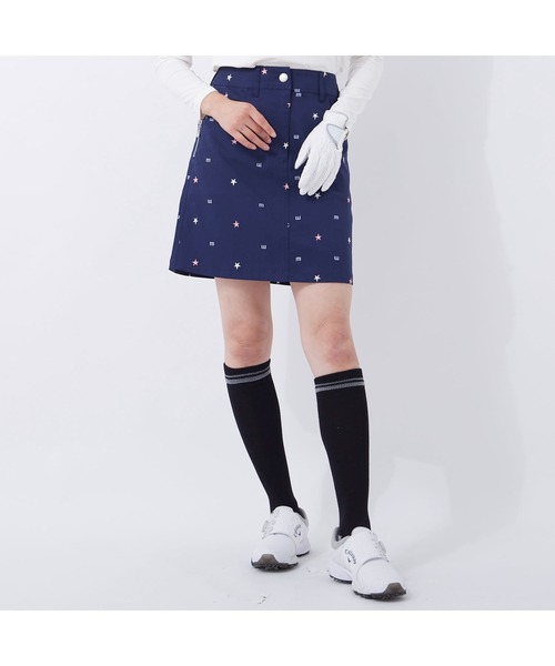 marie claire（マリ・クレール）の「marie claire/マリクレール 飛び柄刺繍 ツイル ミドル丈スカート/撥水加工 吸汗速乾/ゴルフウェア/レディース（スカート・レディース・オフホワイト/ブラック/ネイビー・3L/S/L/M/LL）」の6枚目の写真