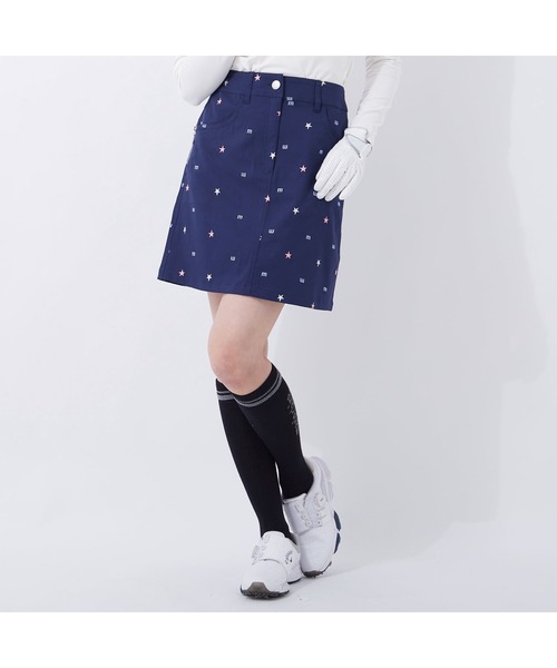 marie claire（マリ・クレール）の「marie claire/マリクレール 飛び柄刺繍 ツイル ミドル丈スカート/撥水加工 吸汗速乾/ゴルフウェア/レディース（スカート・レディース・オフホワイト/ブラック/ネイビー・3L/S/L/M/LL）」の7枚目の写真