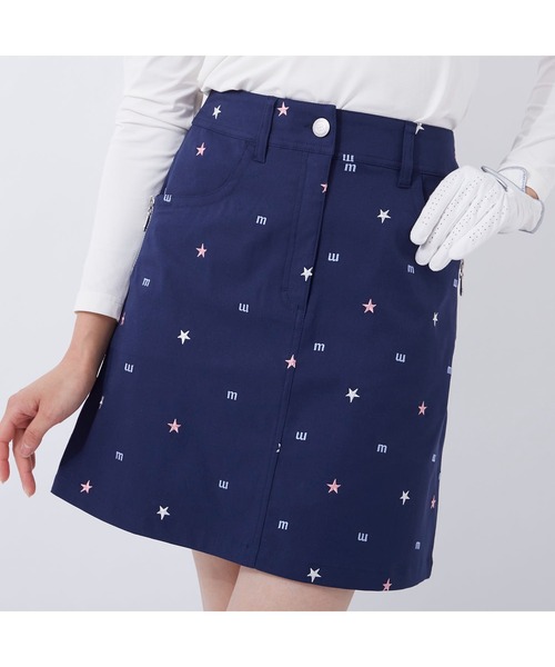 marie claire（マリ・クレール）の「marie claire/マリクレール 飛び柄刺繍 ツイル ミドル丈スカート/撥水加工 吸汗速乾/ゴルフウェア/レディース（スカート・レディース・オフホワイト/ブラック/ネイビー・3L/S/L/M/LL）」の8枚目の写真