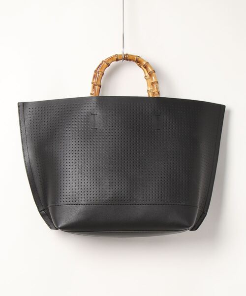 Te chichi（テチチ）の「バンブーハンドル合皮トートバッグ（トートバッグ・レディース・モカ/オフホワイト/ブラック・ﾌﾘ-）」の4枚目の写真