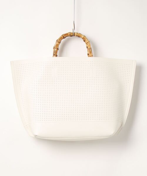 Te chichi（テチチ）の「バンブーハンドル合皮トートバッグ（トートバッグ・レディース・モカ/オフホワイト/ブラック・ﾌﾘ-）」の9枚目の写真