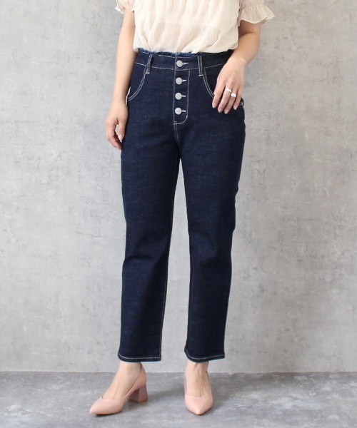 SELECT LEVERY(セレクトリベリー)の「【nod】ボタンフライデニムアンクルパンツ(デニムパンツ・レディース・ライトブルー/インディゴブルー/ネイビー・X-LARGE/SMALL/MEDIUM/LARGE)」の2枚目の写真