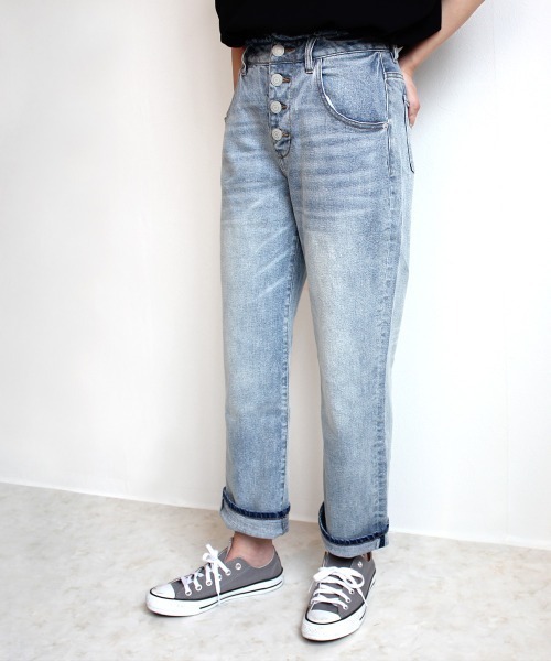 SELECT LEVERY(セレクトリベリー)の「【nod】ボタンフライデニムアンクルパンツ(デニムパンツ・レディース・ライトブルー/インディゴブルー/ネイビー・X-LARGE/SMALL/MEDIUM/LARGE)」の1枚目の写真