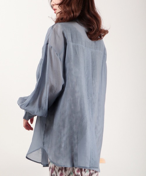 EACH.（イーチ）の「EACH バックスリットシアーシャツ（シャツ/ブラウス・レディース・ピンク/ブルー/グリーン・FREE）」の11枚目の写真