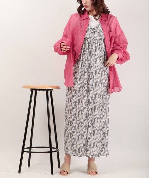 EACH.（イーチ）の「EACH バックスリットシアーシャツ（シャツ/ブラウス・レディース・ピンク/ブルー/グリーン・FREE）」の17枚目の写真