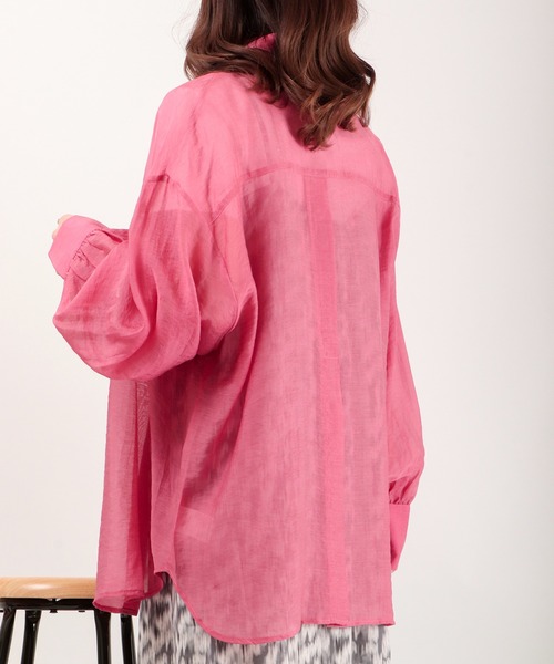 EACH.（イーチ）の「EACH バックスリットシアーシャツ（シャツ/ブラウス・レディース・ピンク/ブルー/グリーン・FREE）」の16枚目の写真