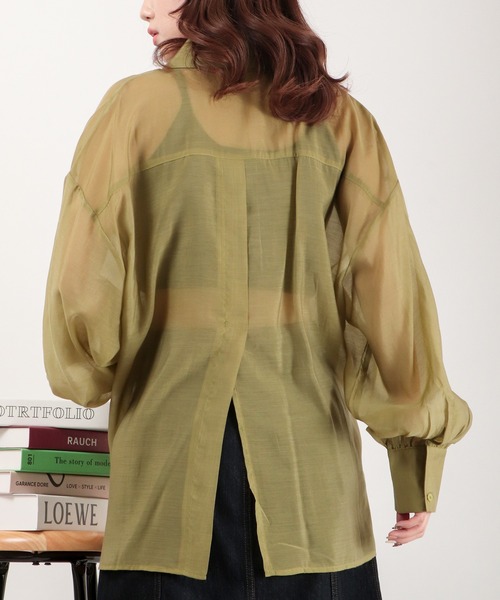 EACH.（イーチ）の「EACH バックスリットシアーシャツ（シャツ/ブラウス・レディース・ピンク/ブルー/グリーン・FREE）」の8枚目の写真