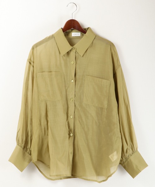 EACH.（イーチ）の「EACH バックスリットシアーシャツ（シャツ/ブラウス・レディース・ピンク/ブルー/グリーン・FREE）」の18枚目の写真