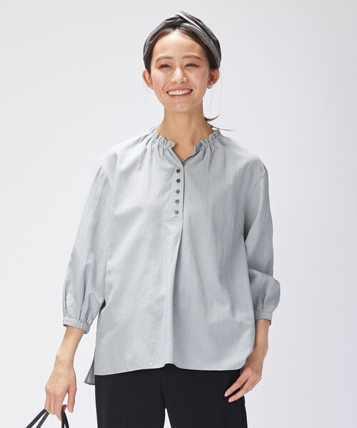 洗える アセvisプチストライプ J Press ジェイプレス のファッション 洗える J Press ジェイプレス のシャツ ブラウス アセvisプチストライプ ブラウス シャツ ブラウス 安い取扱店