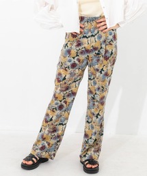 ボタニカル花柄イージーパンツ