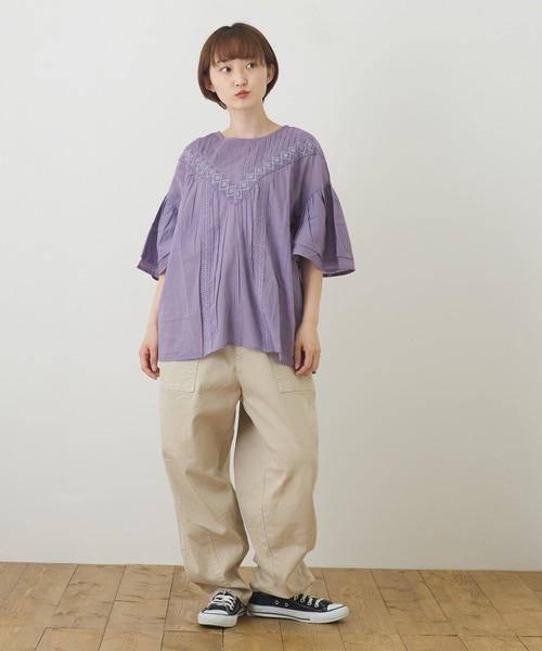 CUBE SUGAR(キューブシュガー)の「ストレッチツイル無地イージーバルーンパンツ(その他パンツ・レディース・ネイビー/カーキ/ナチュラル・M)」の10枚目の写真