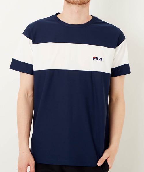 FILA(フィラ)の「FILA/フィラ ワンポイント 配色切替 ブランドロゴ メンズ 半袖 Tシャツ/吸水速乾 ストレッチ(Tシャツ/カットソー・メンズ・チャコールグレー/ブラック/ネイビー・LL/M/L)」の3枚目の写真