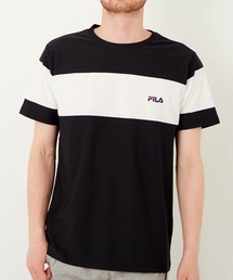 FILA/フィラ ワンポイント 配色切替 ブランドロゴ メンズ 半袖 Tシャツ/吸水速乾 ストレッチ