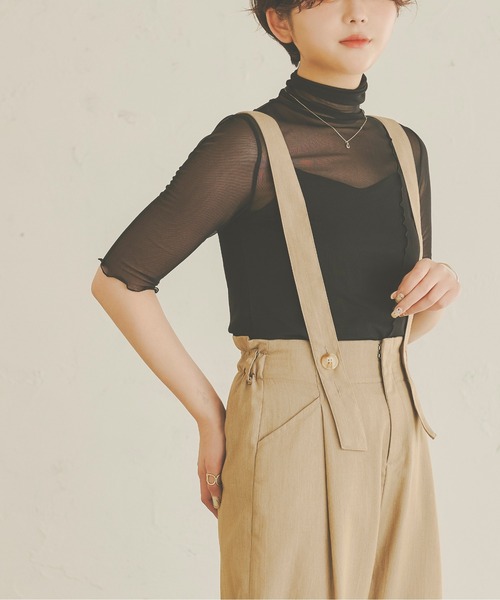 Ambre Neige(アンブルネージュ)の「シアー半袖トップス/【WEB/EC限定商品】(Tシャツ/カットソー・レディース・ブラック/ライトグリーン/アイボリー/ダークブラウン/モカ・FREE)」の3枚目の写真