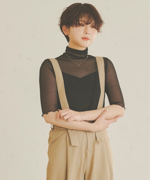 Ambre Neige(アンブルネージュ)の「シアー半袖トップス/【WEB/EC限定商品】(Tシャツ/カットソー・レディース・ブラック/ライトグリーン/アイボリー/ダークブラウン/モカ・FREE)」の12枚目の写真