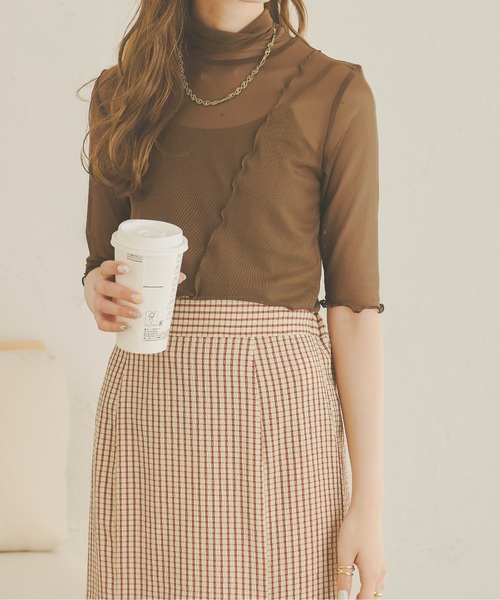 Ambre Neige(アンブルネージュ)の「シアー半袖トップス/【WEB/EC限定商品】(Tシャツ/カットソー・レディース・ブラック/ライトグリーン/アイボリー/ダークブラウン/モカ・FREE)」の19枚目の写真