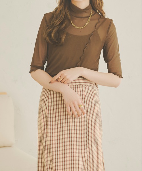 Ambre Neige(アンブルネージュ)の「シアー半袖トップス/【WEB/EC限定商品】(Tシャツ/カットソー・レディース・ブラック/ライトグリーン/アイボリー/ダークブラウン/モカ・FREE)」の20枚目の写真