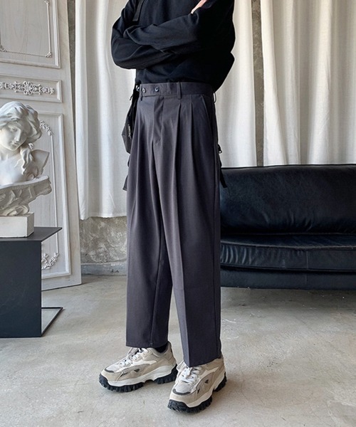 NOWLE(ノウル)の「【NOWLE】ダブルボタン ストレート スラックス(スラックス・メンズ・グレー/ブラック・X-LARGE/MEDIUM/LARGE)」の1枚目の写真